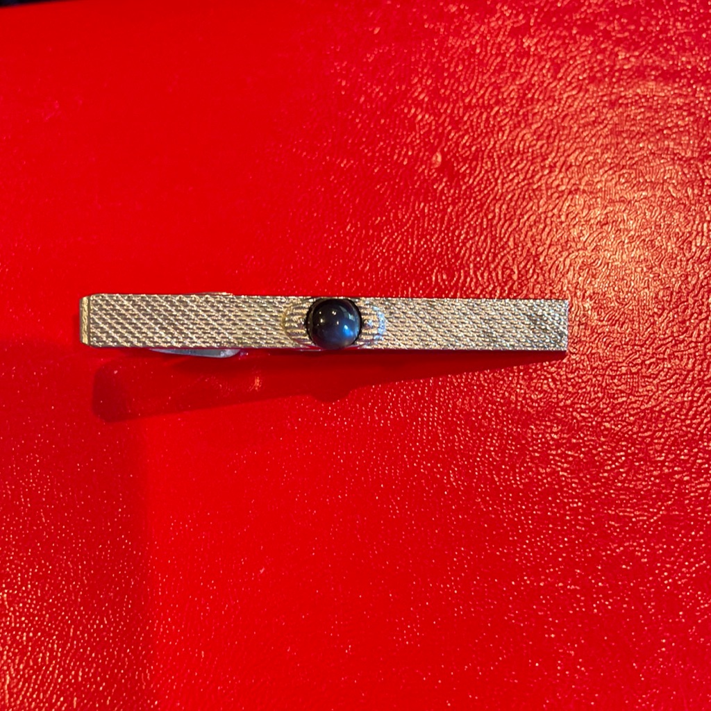Vintage Silver With Black Stone Tie Tack
